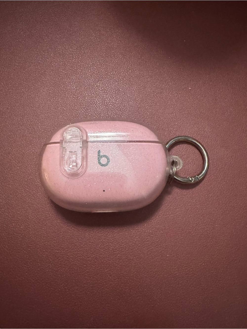 Beats by Dre Pink Glitter Protective Earbud Case with Keyring